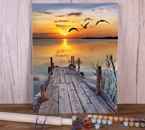 Paint by Numbers, Painting by Numbers for Adults, Kids' Painting by  Bumbers, Beautiful Sunset Oil Painting Pattern 16 x 20inch