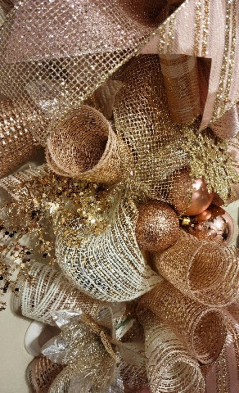 Christmas Door Swag, Christmas Table Swag Runner, Rose Gold Vintage