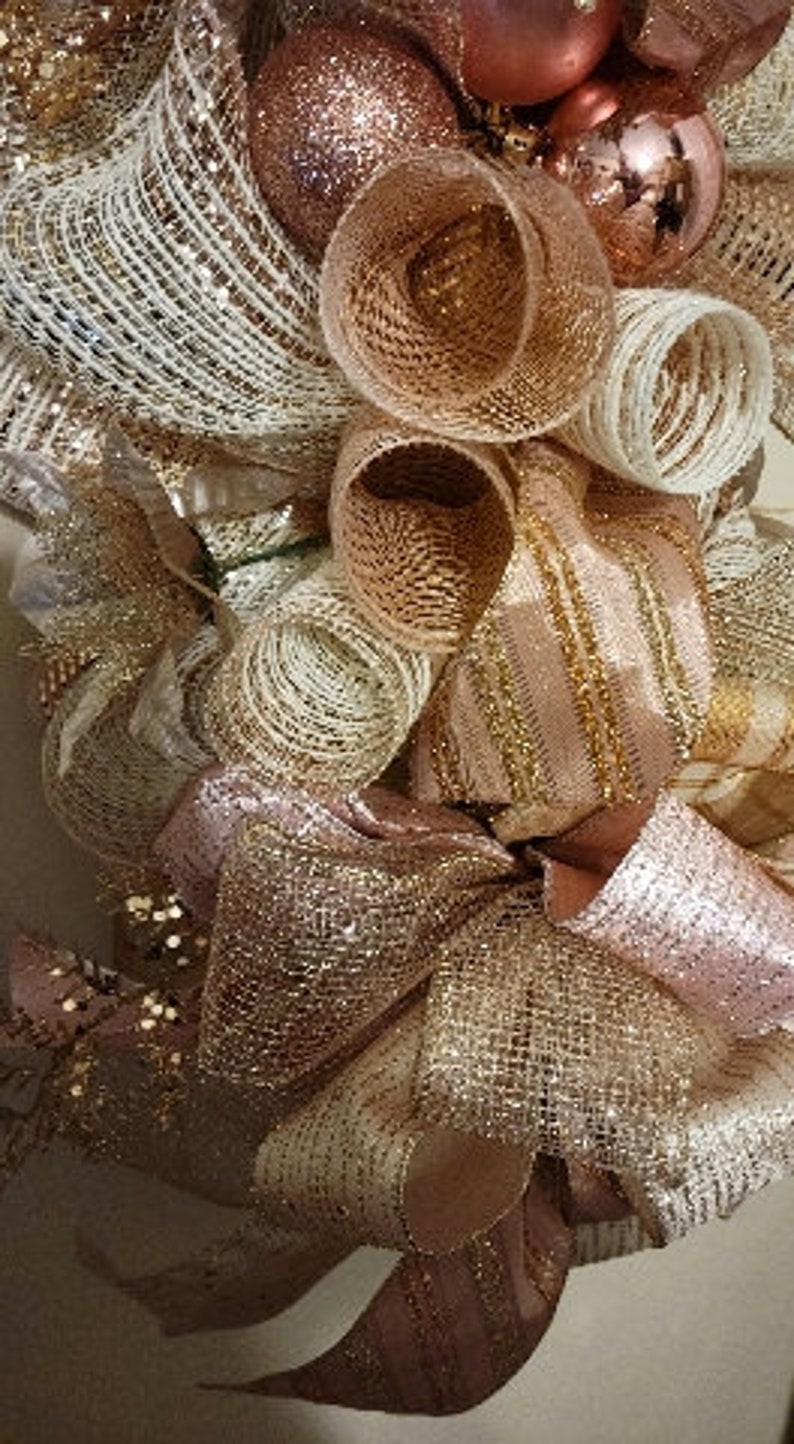 Christmas Door Swag, Christmas Table Swag Runner, Rose Gold Vintage