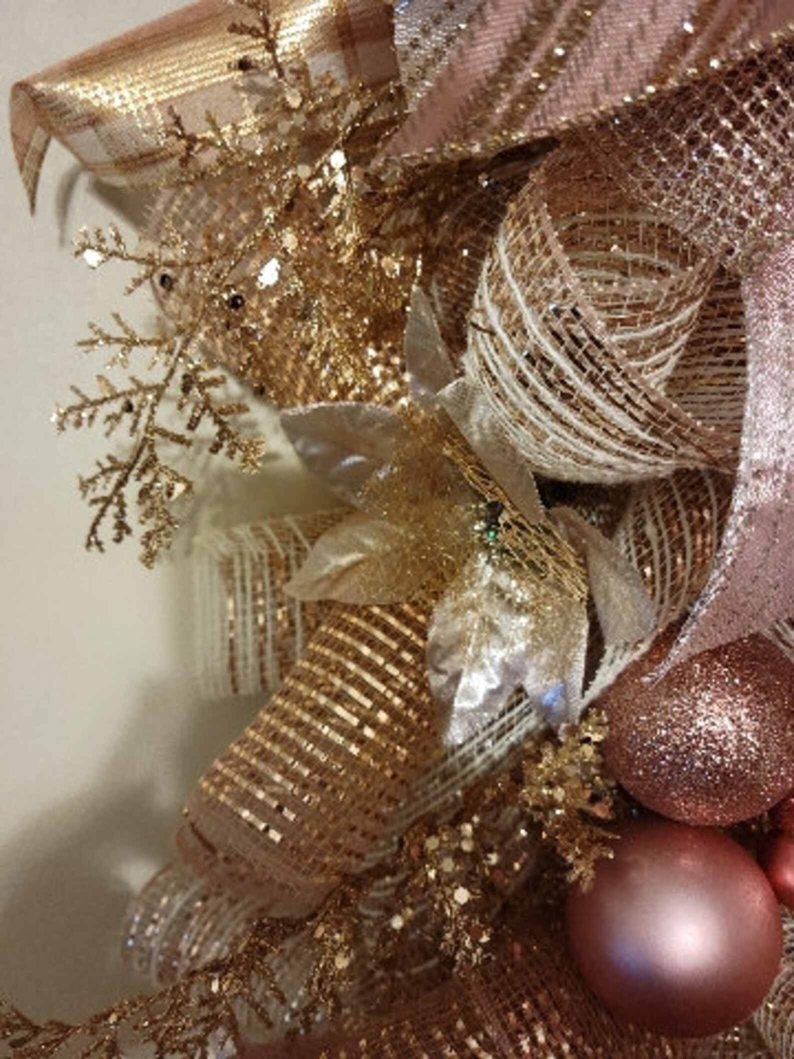 Christmas Door Swag, Christmas Table Swag Runner, Rose Gold Vintage