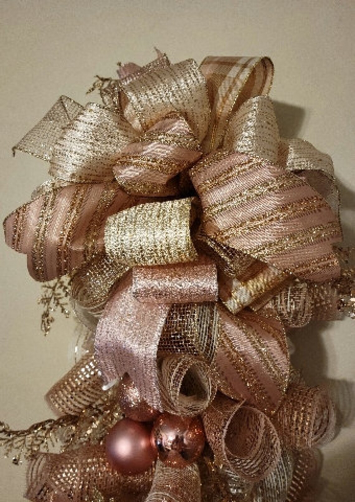 Christmas Door Swag, Christmas Table Swag Runner, Rose Gold Vintage