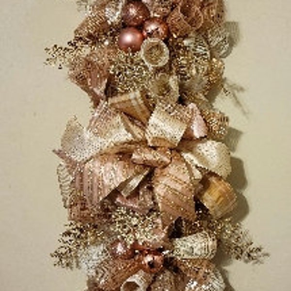 Christmas Door Swag, Christmas Table Swag Runner, Rose gold vintage, Victorian Christmas, Elegant Christmas Swag