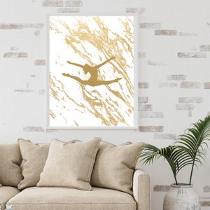 Printable Gymnast Decor Gold and White Gymnast Design 5 Sizes Gymnastics Decor Wall Art Gymnastics Gift