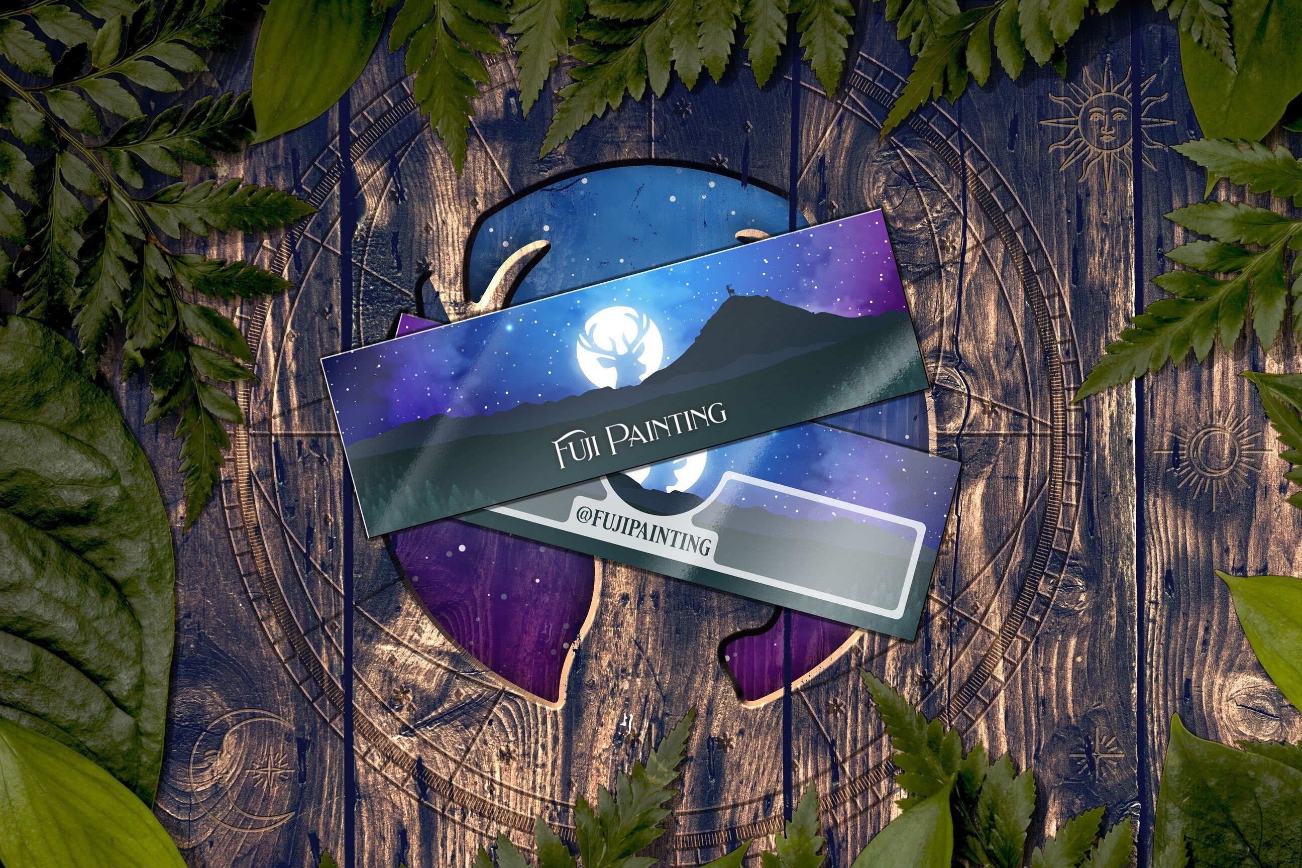 Marque Page Fond Forêt Galaxy Lune - Fuji Painting