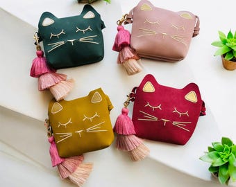 Personalized Embroidered / Vinyl Kitty Purse / Crossbody Bag / Little Girl Gift / Toddler Bag
