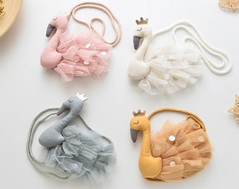Personalized Swan Purse / Little Girl Bag / Kids Purses / Crossbody Bag