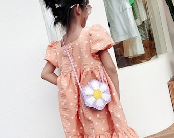 Personalized Round Flower Purse with Sunglasses / Little Girl Gift / Crossbody Bag / Kids Purses