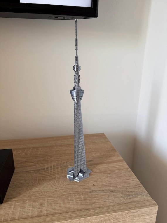 Tokyo Skytree 3D Printed Model | Silver PLA Architectural Landmark