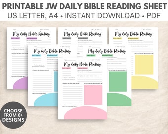 JW Bible Reading JW bible printable digital Bible reading worksheet JW Bible reading pdf