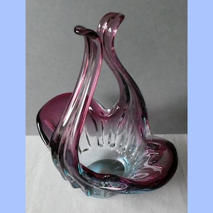 Pretty Murano glass basket / bowl in purple and blue, Murano, Italy, 1970s