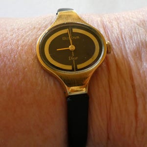 Beautiful, delicate wristwatch, Dior "Bulova", vintage 1970s, new genuine leather strap