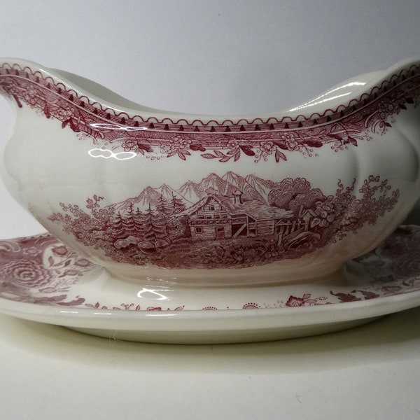 Sauciere, Villeroy & Boch, Serie "Burgenland", Rot, spülmaschinenfest, 1990er