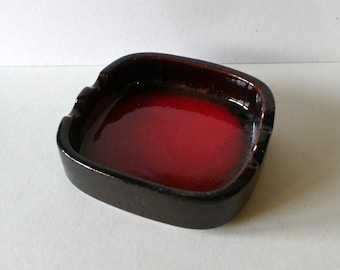 Beautiful square ashtray, Fat Lava ceramic, Scheurich 139-16, West Germany 1960s
