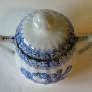 Edle Zuckerdose, China Blau, Saxonia Porzellanfabrik Neuhaldersleben, Marke, Goldrand, 1930er. Bild 5