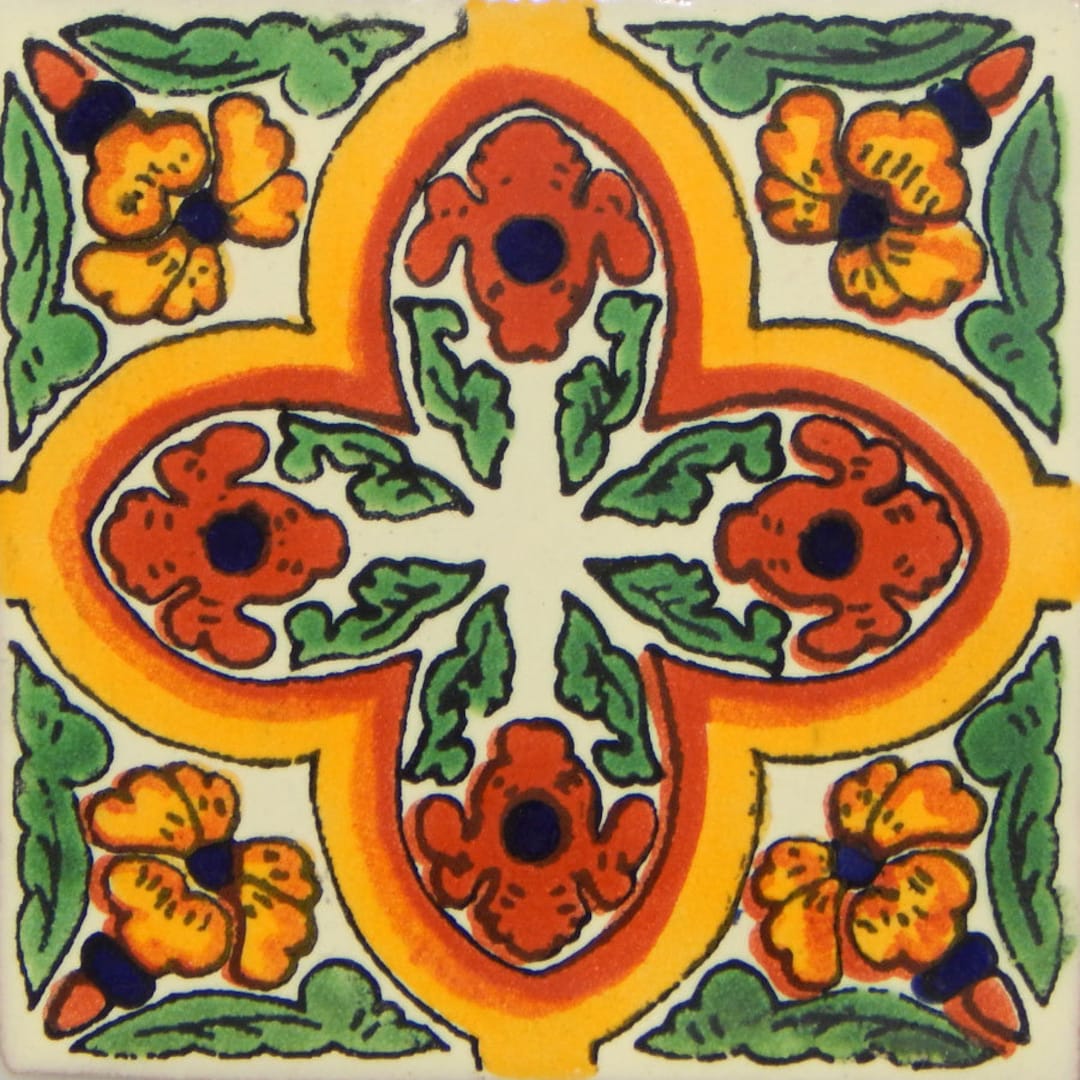 18 PCS Mexican Talavera Tiles Handmade Decorative Mexican Etsy