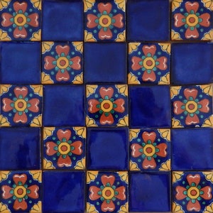25 Mexican Talavera Ceramic Tiles 2x2" Blue Designs Handmade Folk Art
