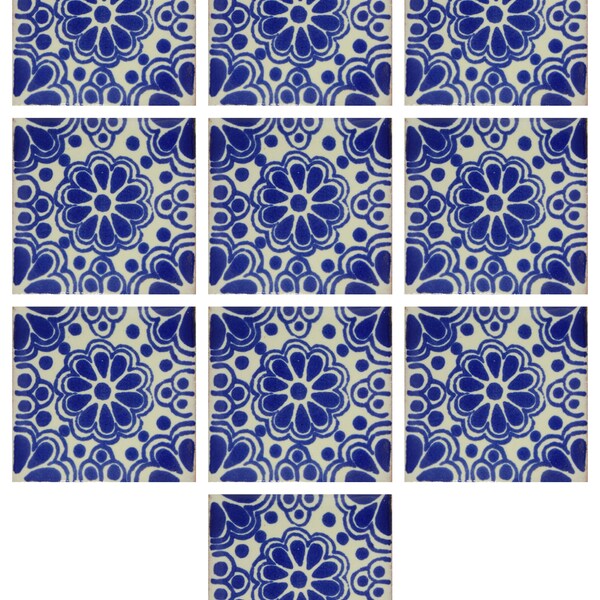 10 Mexican Talavera Ceramic Tiles 2x2" 2-03 Designs Handmade Folk Art