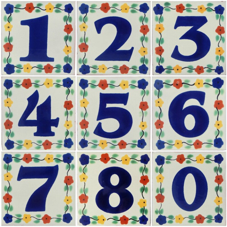 THREE Mexican Tile House Numbers Address Numbers Ceramic House Etsy