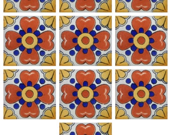 10 Mexican Talavera Ceramic Tiles 2x2" 2-22 Designs Handmade Folk Art