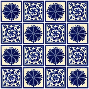 16 Mexican Talavera Tiles Handmade Decorative Mexican Ceramic 4x4 inches W123