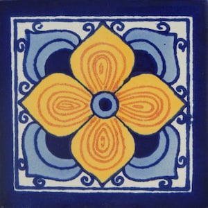 18 PCS Mexican Talavera Tiles Handmade Decorative Mexican Ceramic 4x4 inches C115