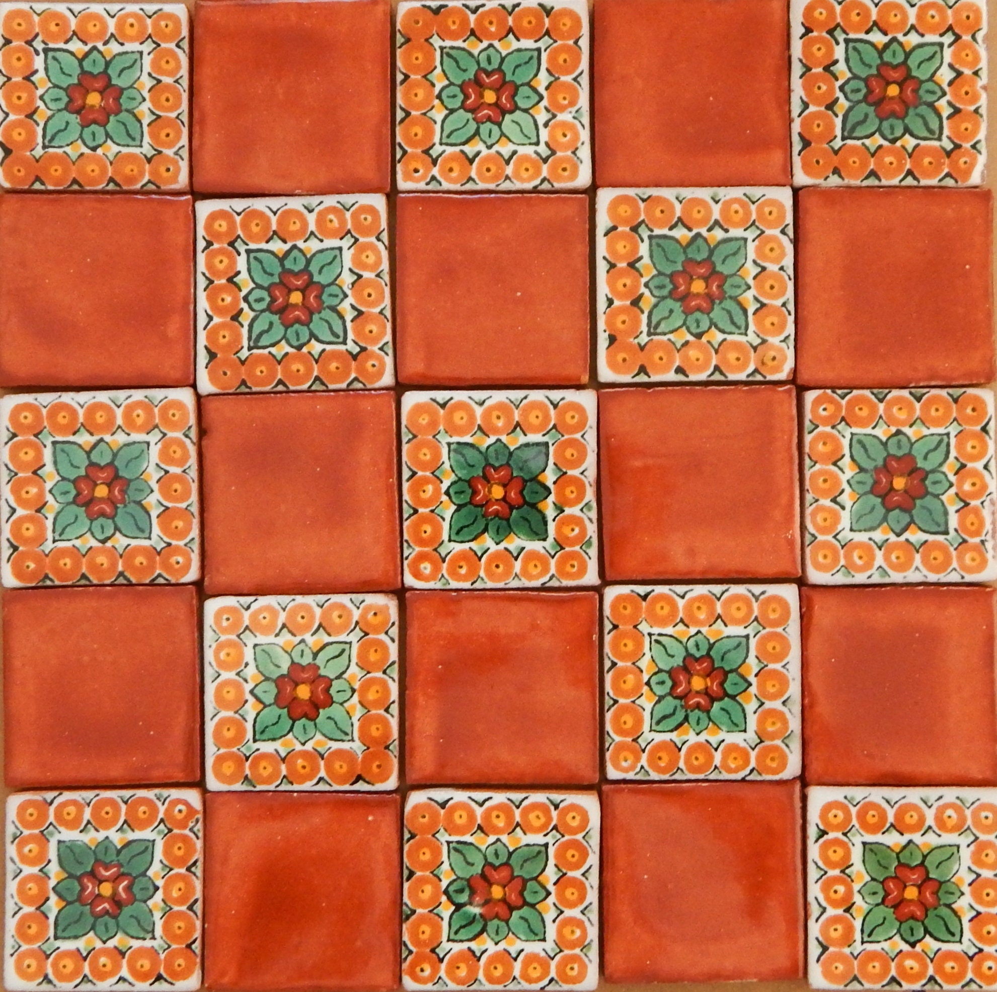 25 Mexican Talavera Ceramic Tiles 2x2 Terracotta Designs Etsy