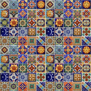 100 Mexican Talavera Ceramic Tiles 2x2" MIXED Designs Handmade Folk Art