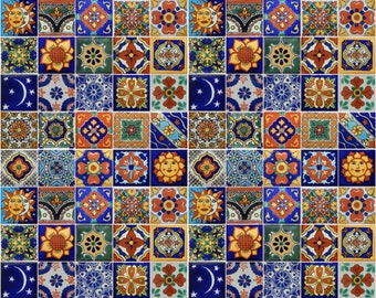 100 Mexican Talavera Ceramic Tiles 2x2" MIXED Designs Handmade Folk Art