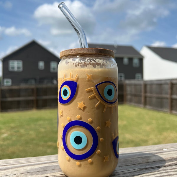 Evil Eye 16oz Glass Can Cup|Beer Can Glass|