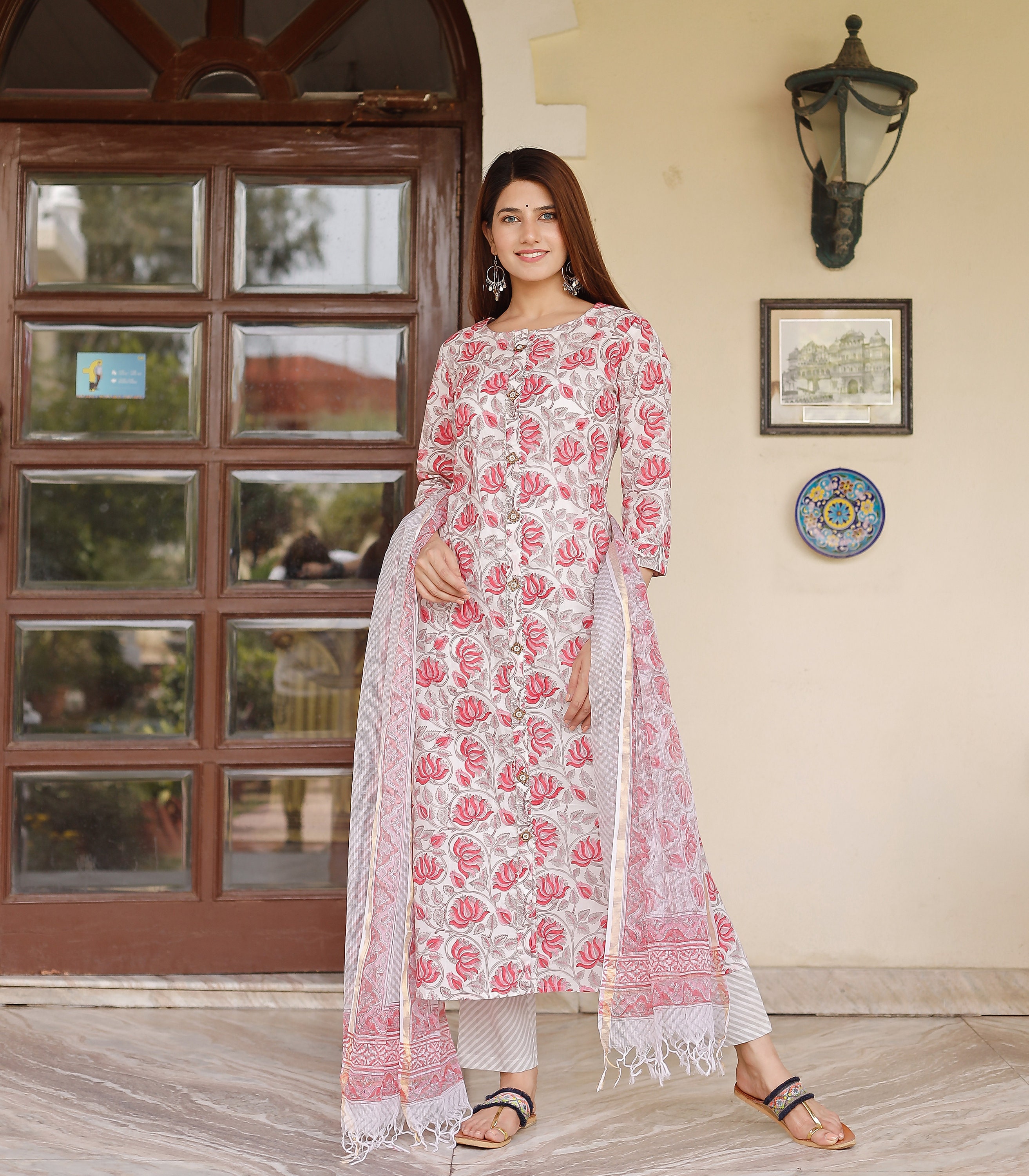 printed frock with plazo