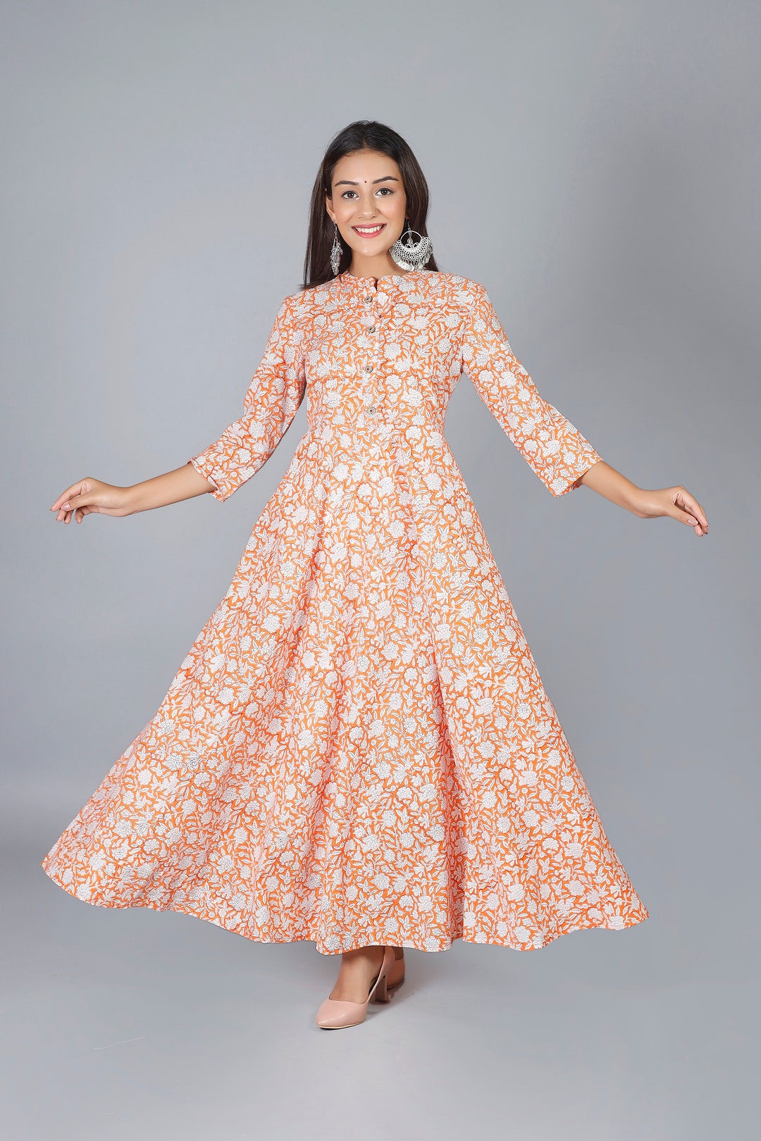 COTTON SUMMER DRESS Indian Print Dress Floral Print Summer Etsy