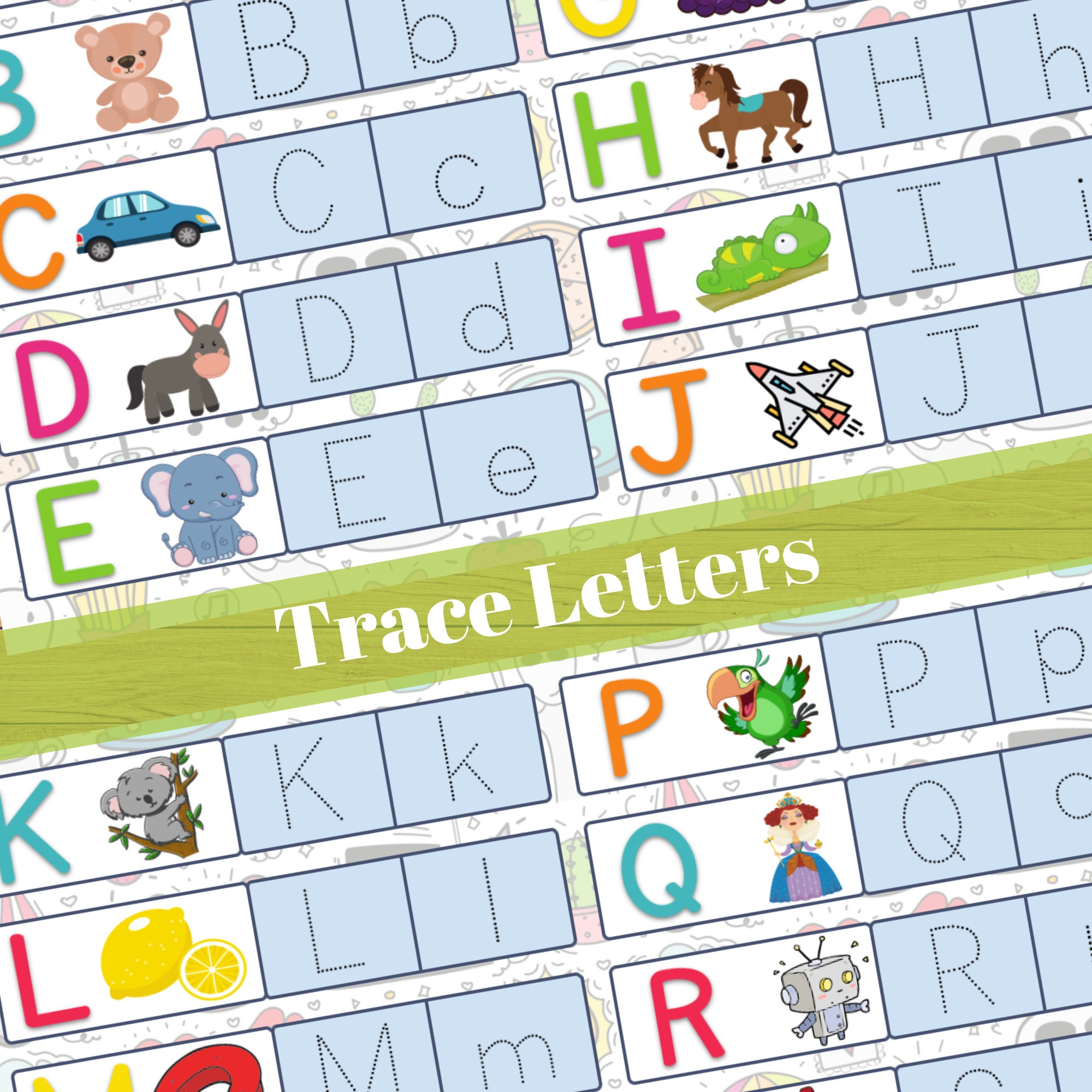 alphabet tracing worksheets abc tracing activity upper and etsy