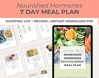 Nourished Hormones Meal Plan | 7 Day Hormone Balance Meal Guide | Digital Download | Anti-Inflammatory Meal Plan | Hormone Health Reset