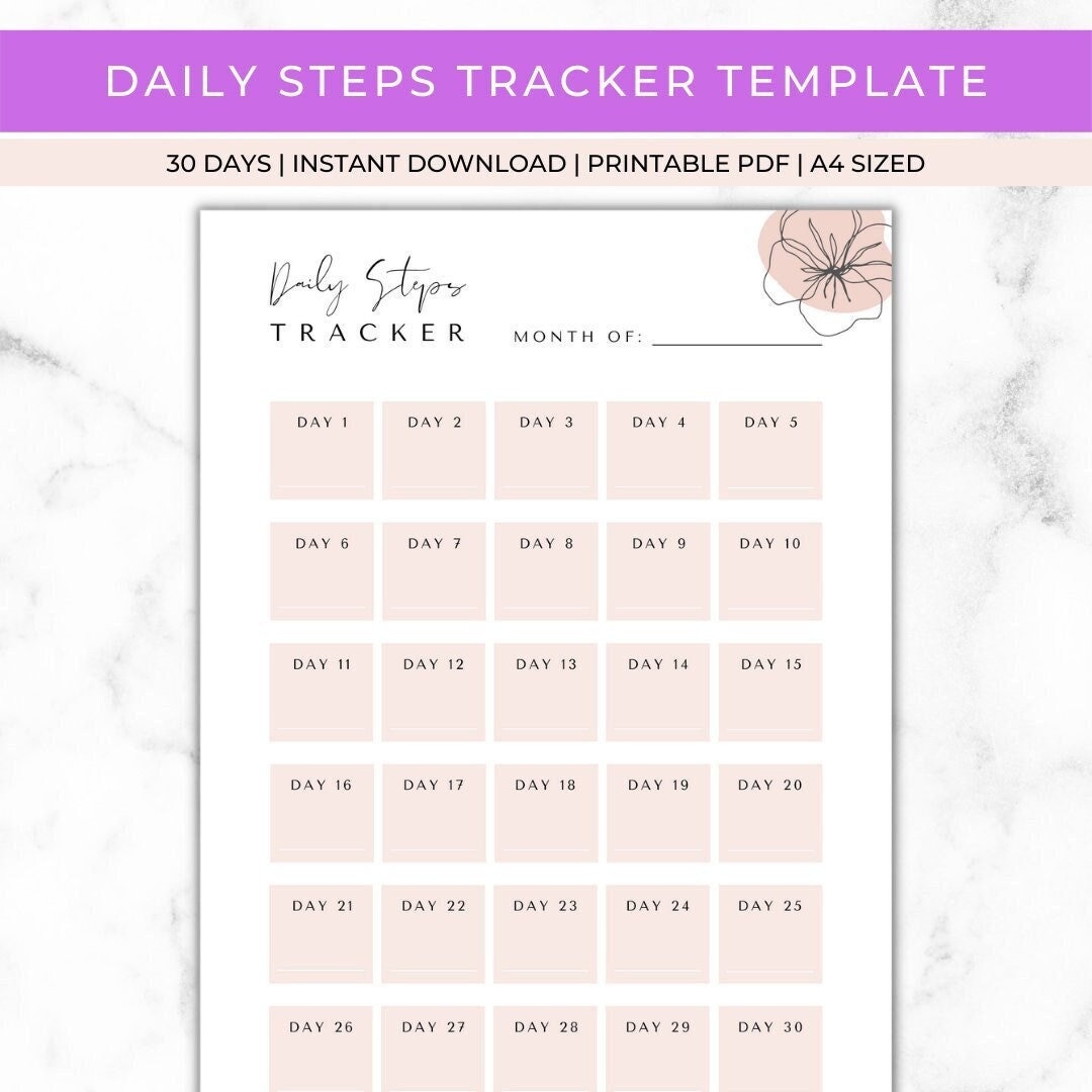Daily Steps Tracker Template Printable Daily Steps Tracker Etsy