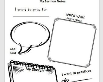 Church Sermon Notes for Kids Printable/Active Listening Worksheet
