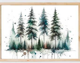 Beautifully Crafted Watercolor Tree Printables - Nature-Inspired Wall Art Decor for Living Room, Bedroom, Office - Digital Download Artwork