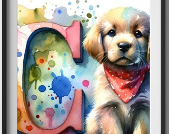 Kids wall art Printable, Puppy's First Letters C, Playroom Decor, Kids Room Decor, Nursery Wall Decor, Kids Room Print, Playroom Printables