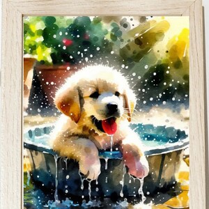 Kids wall art Printable, Puppy&#39;s Bath, Playroom Decor, Kids Room Decor, Nursery Wall Decor, Kids Room Print, Playroom Printable, read gift