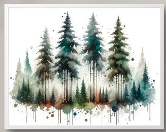 Beautifully Crafted Watercolor Tree Printables - Nature-Inspired Wall Art Decor for Living Room, Bedroom, Office - Digital Download Artwork