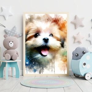 Kids wall art Printable, Puppy&#39;s Joy,  Playroom Decor, Kids Room Decor, Nursery Wall Decor, Kids Room Print, Playroom Printables, read gift