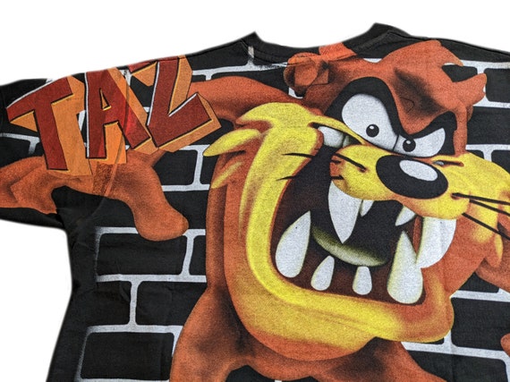 Vintage Style Taz Mania Looney Tunes Allover Bootleg Single Stitch