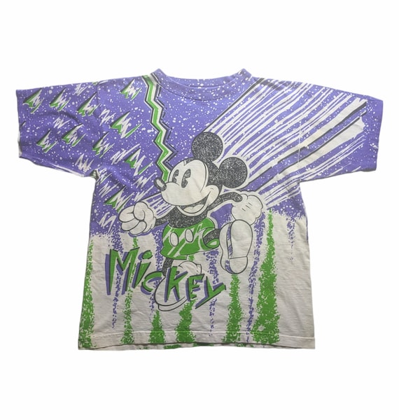 Vintage Allover Colorful Painted Mickey Mouse XL … - image 1