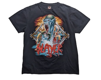Camisa grande negra estilo vintage Slayer Combat Destruction