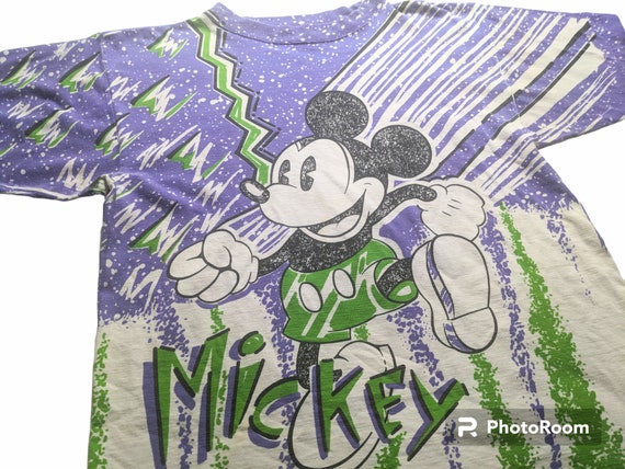 Vintage Allover Colorful Painted Mickey Mouse XL … - image 2