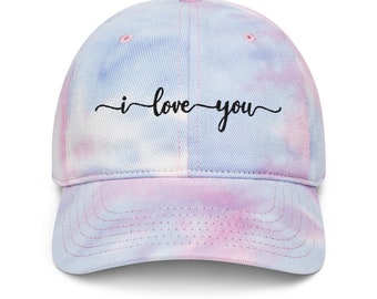 Sombrero de béisbol tie dye para mujeres con bordado "te amo", sombrero tye dye, sombrero de béisbol, gorra tie dye, sombrero tie dye para mujeres, sombrero de papá