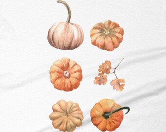Kürbis Aufnäher, Kürbis Shirt, Thanksgiving T, Süßes Herbst Shirt, Herbst T, Aquarell Kürbis, Bella Canvas Tee, Damen Grafik T