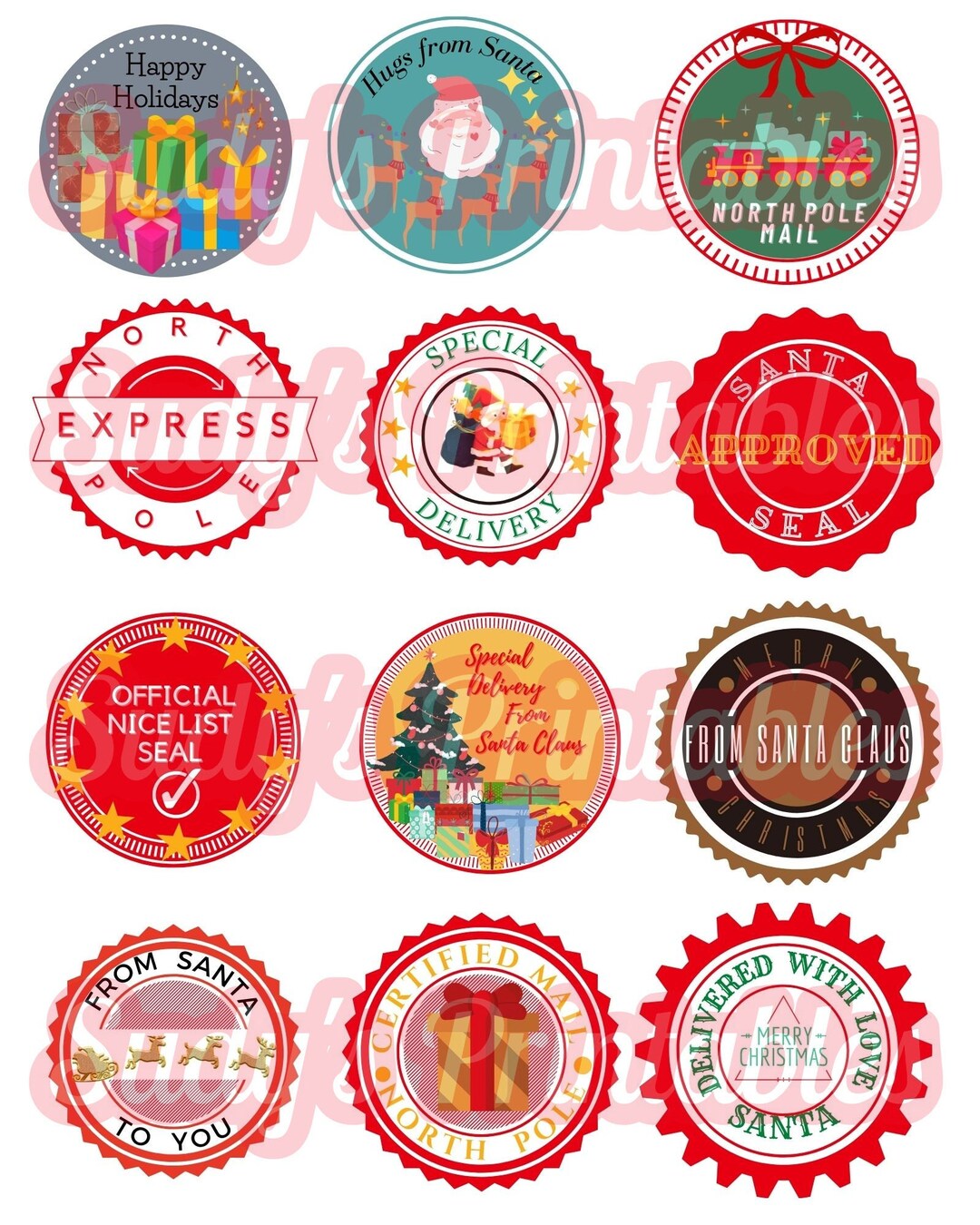 Printable Santa Seals and Postal Stamps to Put on Your Children's Gifts ...