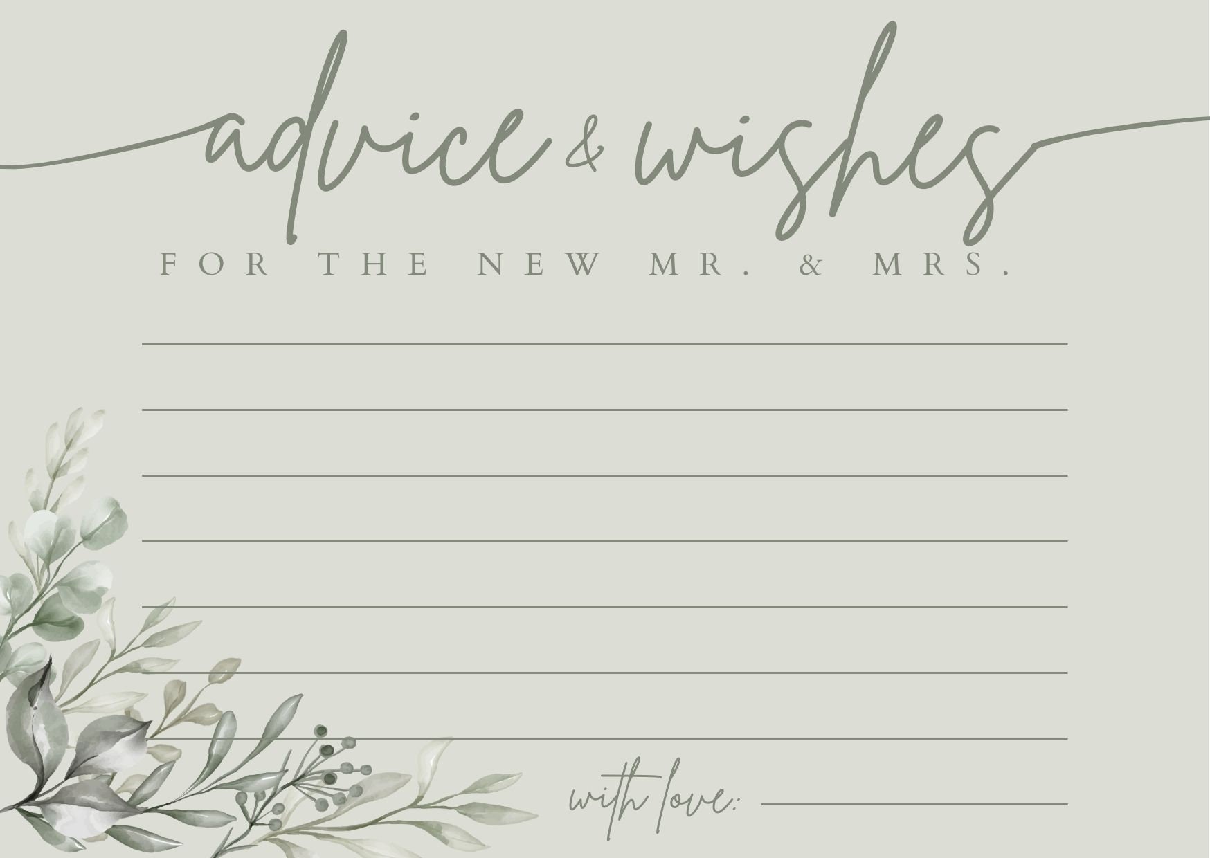 Advice and Wishes Card Template for Happy Couple Editable - Etsy