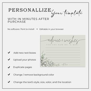 Advice and Wishes Card Template for Happy Couple Editable - Etsy