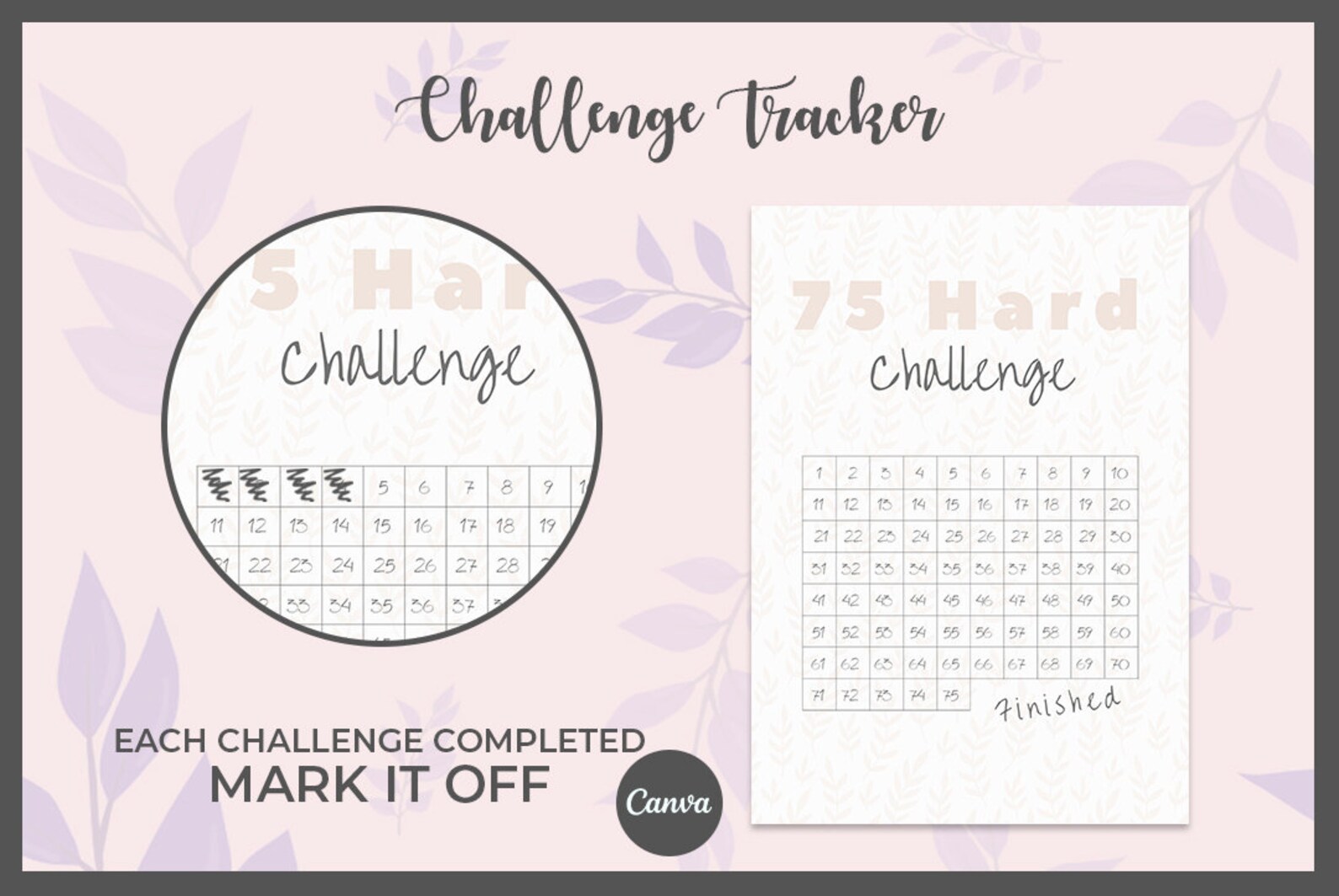 75 Hard Challenge Printable 75 Hard Challenges Tracker PDF - Etsy